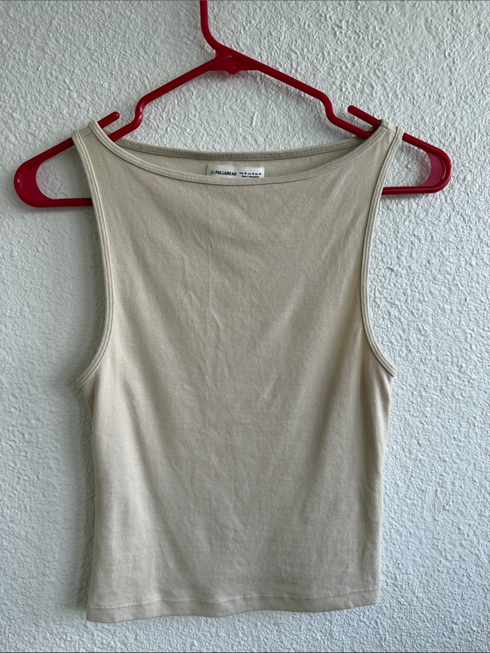 Pull&Bear Beige Cotton Tank Top Size M